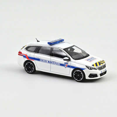 NOREV Peugeot 308 SW 2018 Police municipale blue & yellow striping Véhicules miniatures
