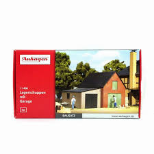 AUHAGEN plastic kit of Warehouse with garage (70x53x62 +58x39x33mm))(cement not included) HO scale