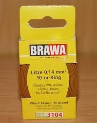 BRAWA rouleau de10m de cable multibrins 0,14mm2 isolant PVC brun Echelle HO