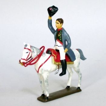 CBG figurine Napoleon 1er (1769-1821) levant son bicorne , sur cheval debout Metals figures and soldiers