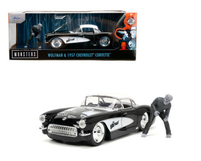 JADA 1/24 CHEVROLET CORVETTE W /WOLFMAN figure black 1957 By Heroes / Collections