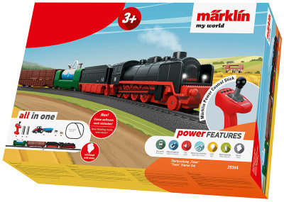 MÄRKLIN My World coffret de train locomotive à vapeur et environnement de la ferme : comprends un grand circuit de rails , la locomotive et les wagons avec leur chargement , manette de commande et accessoires Gamme junior