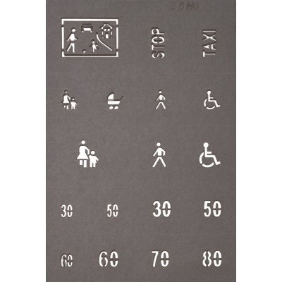 NOCH set de marquages pour routes (comprends 5 plaques et 43 symboles) Decors et diorama