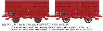 REE Set de 2 wagons couverts SNCF OCEM 19 ep IV Echelle HO