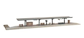 AUHAGEN kit plastique de quai de gare avec accessoires (570mm long/60mmlarge /11mmhauteur du quai /63mm hauteur de l'auvent) Batiments