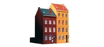 AUHAGEN plastic kit of 2 street houses (easy to built cement not included) HO scale