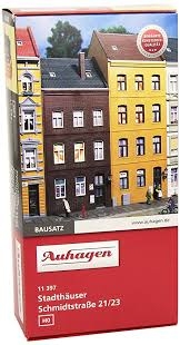 AUHAGEN plastic kit of 2 street houses (easy to built cement not included) HO scale