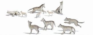 BUSCH meute de 10 loups (loups/louves et louveteaux) Maquettes et figurines plastiques