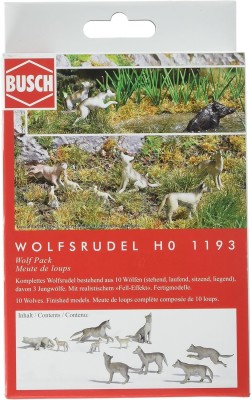 BUSCH meute de 10 loups (loups/louves et louveteaux) Maquettes et figurines plastiques