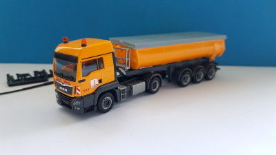 HERPA camion MAN TGS LX SZ avec semi benne couverte 