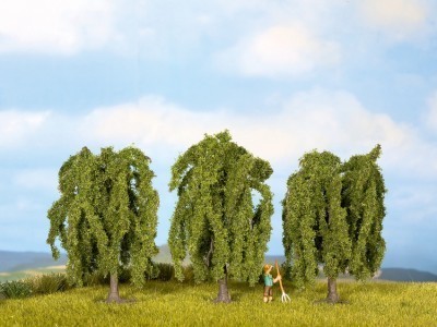 NOCH 3 arbres saules pleureurs  hauteur 8cm HO scale