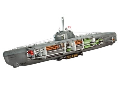 SOUS MARIN allemand U Boot type XXI U 2540 avec intérieur Maquettes et Decors