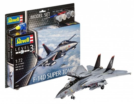 REVELL MODEL SET plastic kit F-14D SUPER TOMCAT (cement , paints and ...