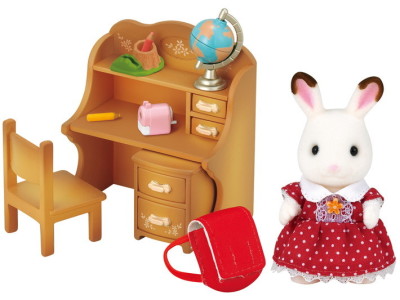 SYLVANIAN FAMILIES  La fille Lapin chocolat et son bureau Sylvanian Families