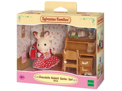 SYLVANIAN FAMILIES  La fille Lapin chocolat et son bureau Sylvanian Families