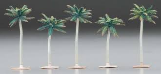 WOODLAND SCENICS set of 5 palm trees (3 inch-3 3/4 inch hight) Decorations and landscapes