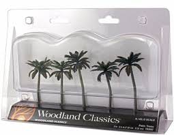 WOODLAND SCENICS set of 5 palm trees (3 inch-3 3/4 inch hight) Kits and landscapes